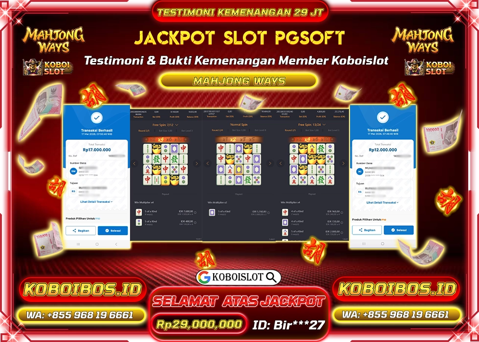 BUKTI KEMENANGAN Id bir*** SLOT GACOR MAHJONG WAYS 1 Rp29.000.000,- LUNAS